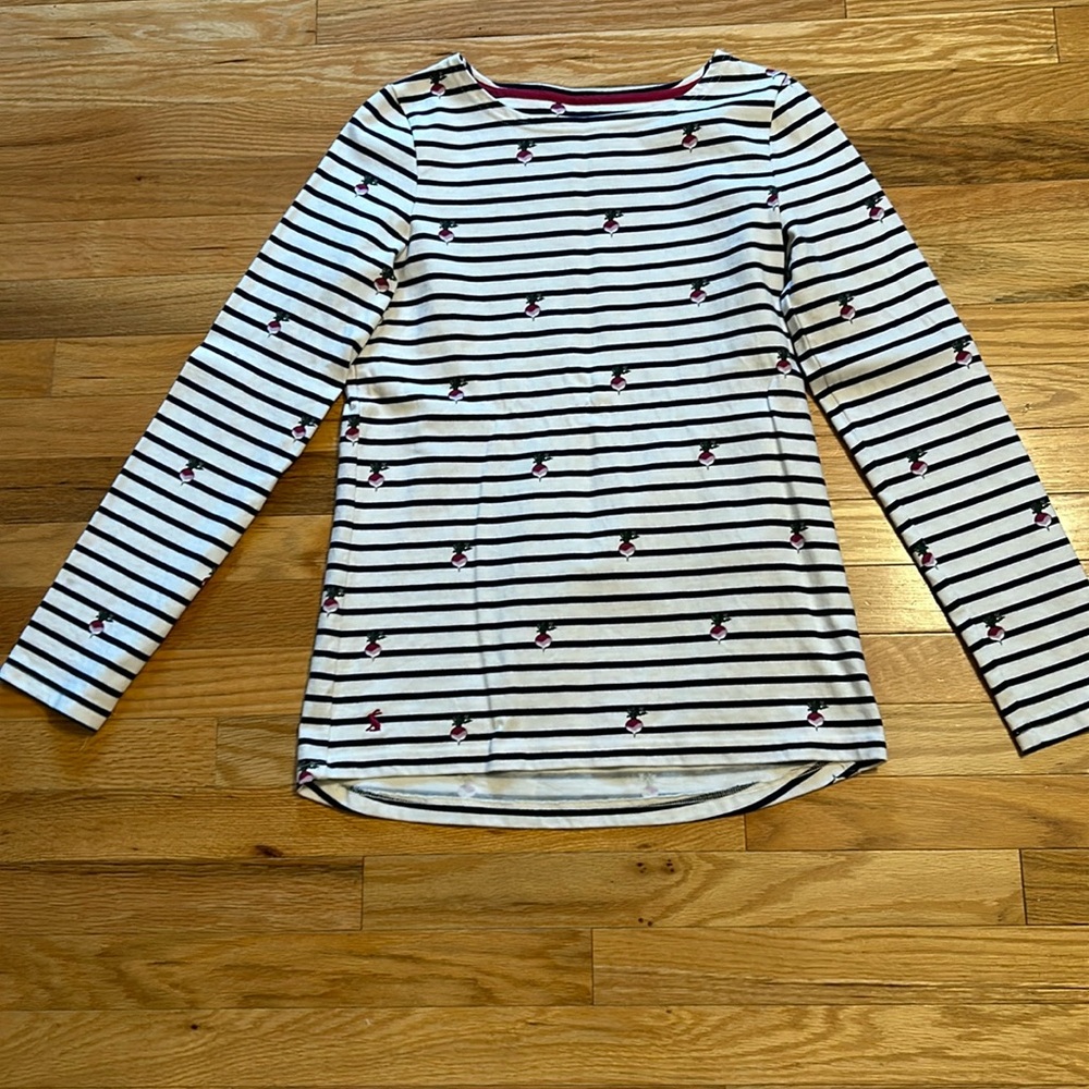 Like new Joules Radish Hope Stripe Harbour print Jersey Top. Size 6.